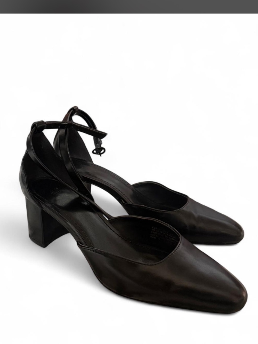 Classic Black Ankle-Strap Block Heel Pumps